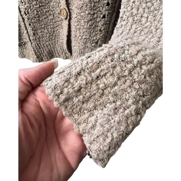 Free People Acrylic Blend Slouchy Cardigan Sweater Long Sleeve Tan Womens Small - Picture 7 of 11